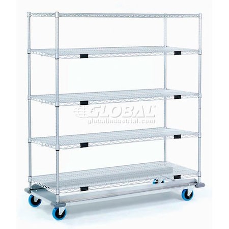 Nexel Open Sided Wire Stock Picker Truck w/5 Wire Shelves, 1000 lb. Cap, 60inL x 24inW x 69inH 558820A